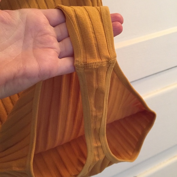 Fashion Nova off the shoulder bodysuit mustard - Picture 2 of 3